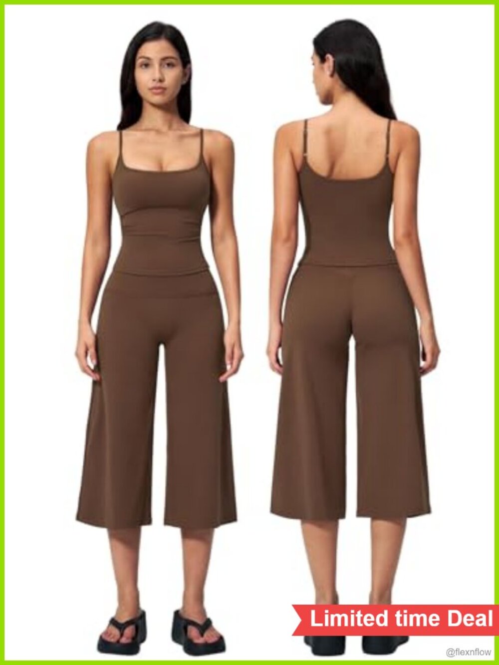 Spaghetti Strap Crop Tank & Wide Leg Capri Workout Set
